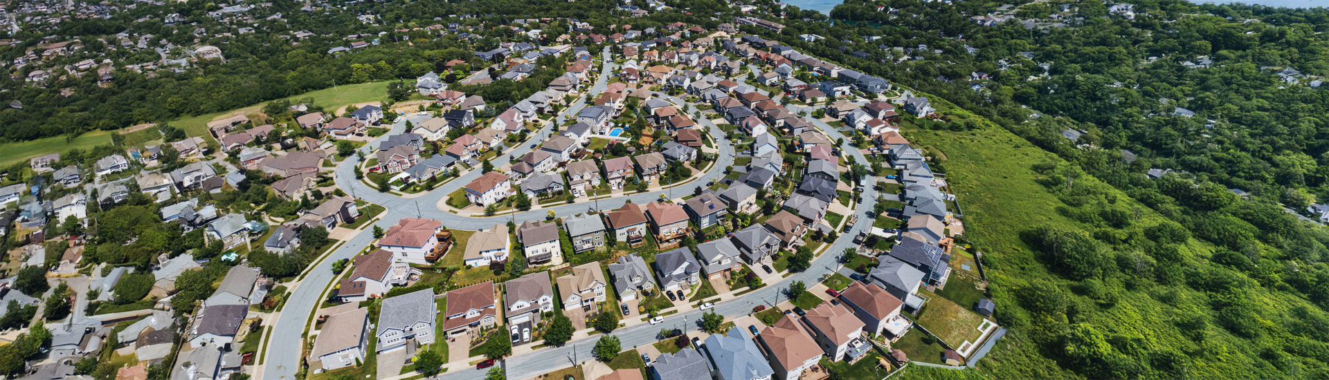 A neighborhood with houses in the United States