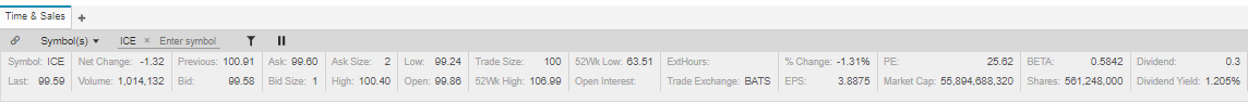 ICE Widget - Time and Sales